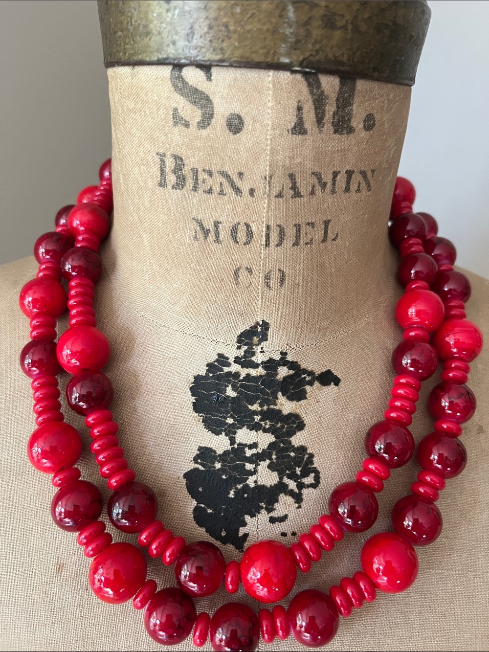 Katrina Vibrant Rich Red Multi-Strand Beaded Necklace
